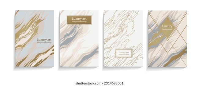 stylized abstract elegant marble texture set. Luxury vector background collection with luxurious pattern of delicate pastel, golden color schemes, for cover, invitation template, wedding card, menu de