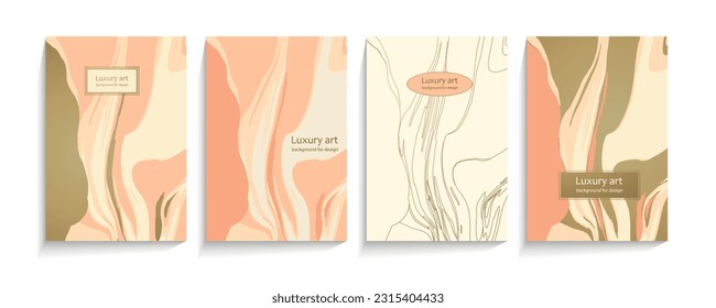 stylized abstract elegant marble texture set. Luxury vector background collection with luxurious pattern of delicate pastel, golden color schemes, for cover, invitation template, wedding card, menu de