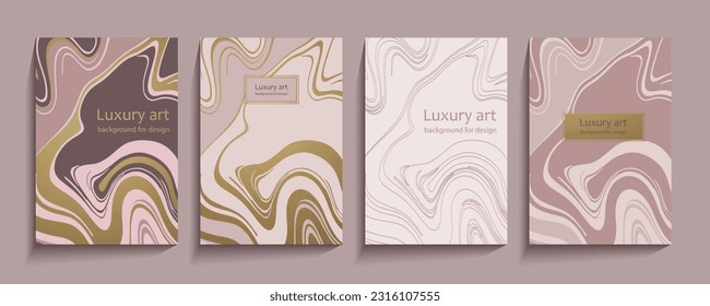 stylized abstract elegant marble texture set. Luxury vector background collection with luxurious pattern of delicate pastel, golden color schemes, for cover, invitation template, wedding card, menu de