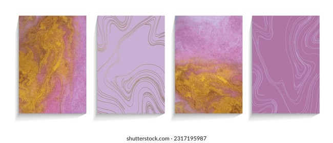 stylized abstract elegant marble texture set. Luxury vector background collection with luxurious pattern of delicate pastel, golden color schemes, for cover, invitation template, wedding card, menu de