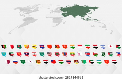 Stylized Abstract Flags of Asia - Complete Collection.
