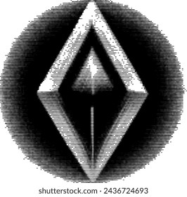 Stylized abstract geometric emblem with symmetrical lines