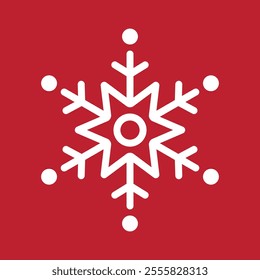 Stylized abstract geometric snowflake winter icon on a soft pastel red background.