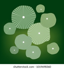 Stylized abstract green leaves - Dark green background