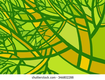 Stylized abstract green tree. Art colorful abstract illustration. Ecology, nature and garden theme