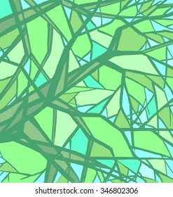 Stylized abstract green tree. Art colorful abstract illustration. Ecology, nature and garden theme
