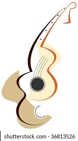 Stylized abstract guitar - vector color illustration on white background. Can be used as logotype of your company.