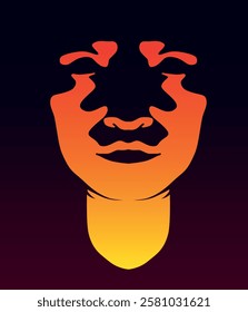 Stylized abstract human face in a warm color gradient, symbolizing identity, diversity, and artistic expression