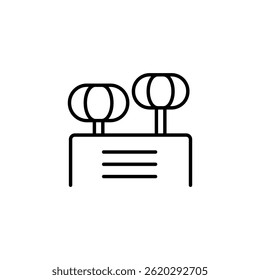 Stylized abstract illustration of two geometric structures side by side