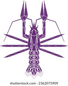 imagen estilizada (abstracta) de un cangrejo de río morado