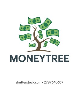 Stylized abstract logo depicting a tree with green banknotes as leaves and the word MONEYTREE below
