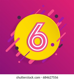 stylized abstract number 6, abstract number background design template