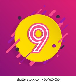 stylized abstract number 9, abstract number background design template