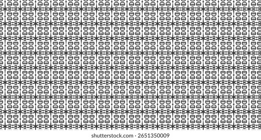 Stylized abstract pattern with geometric and curved shapes in a grid repetition. Excellent for modern prints and decorative design. Abstract, decorative, seamless, pattern, vector.