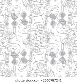 Padrão abstrato estilizado em monocromático com listras verticais grunge de meio-tom sem costura. Ideal para têxteis, fundos da web e projetos digitais