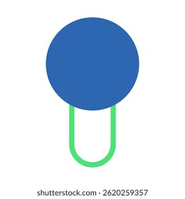 Representación abstracta estilizada de un círculo azul y un símbolo de bucle verde
