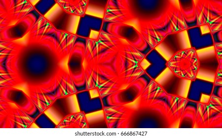 stylized abstract seamless pattern in fiery red and blue colors