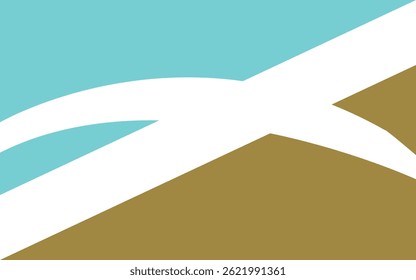 Stylized Abstract Shapes in Teal, White, and Brown.