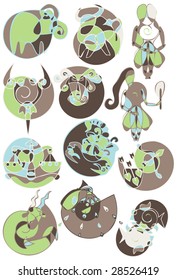 Stylized abstract signs of the Zodiac