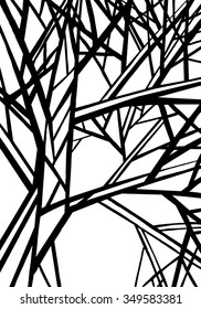 Stylized abstract tree. Art black and white illustration. Ecology, nature and garden theme