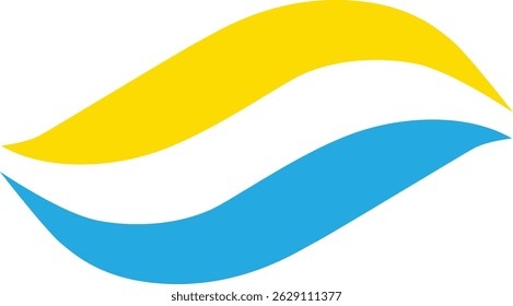 Stylized abstract wave symbol in yellow and blue tones, representing motion, energy, and flow. Perfect for technology, creative agencies, water-related brands, innovation themes, and dynamic branding 
