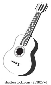 Stylized acoustic guitar silhouette isolated on a white background.