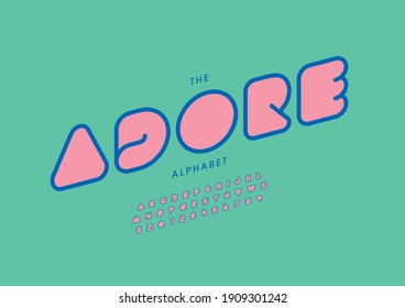 Vetor de fonte do alfabeto de adore estilizado