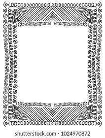 Stylized African frame hand drawn doodle art zentangle