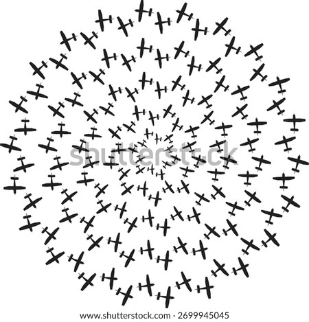 Stylized aircraft spiral pattern illustration, aviation design element