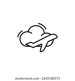 Stylized Airplane Flying Through Clouds Icon Graphic Representation