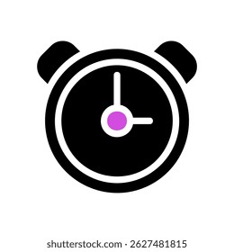 Stylized alarm clock icon depicting time management, scheduling and planning