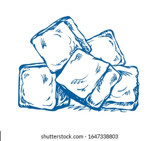 Cubos de hielo. Icono de dibujo del vector