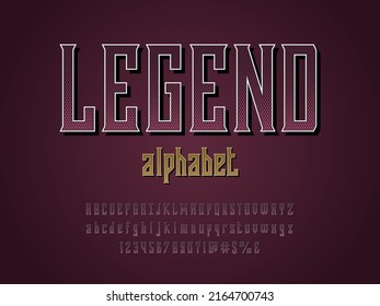 Stylized alphabet design with uppercase, lowercase, numbers and symbols
