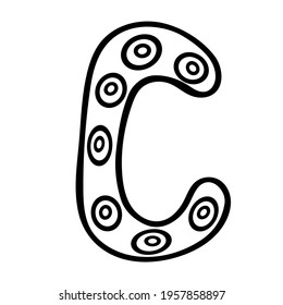  Stylized alphabet - letter A, vector illustration Black hand drawn doodle. Stock illustration.