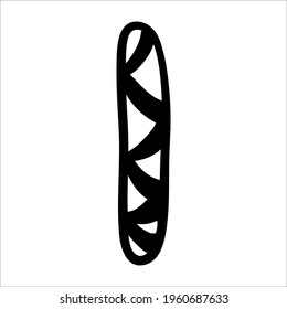Stylized alphabet - letter I, vector illustration Black hand drawn doodle. Stock illustration.