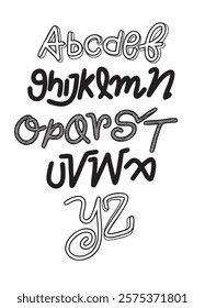 A Stylized alphabet letters in various designs and fonts