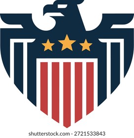 Estilizado escudo del águila americana con las estrellas y las rayas, emblema patriótico de los Estados Unidos