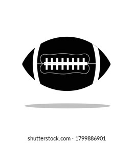 Stylized American Football logo vector icon, black color with white negative space stripes and stitches