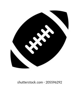 Stylized American Football logo vector icon, black color with white negative space stripes and stitches