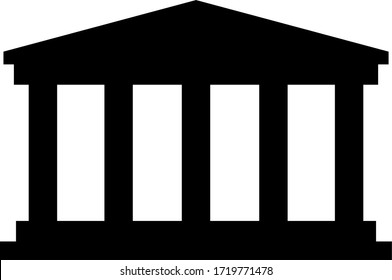Stylized Ancient Greek or Roman Temple State or Government or Banking or Museum Symbol Icon. Vector Image.