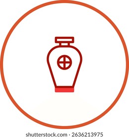 Stylized Ancient Vase Illustration with Simple Geometric Shape and Circle Border