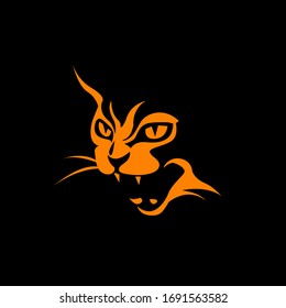 Stylized Angry Cat. Vector Illustration