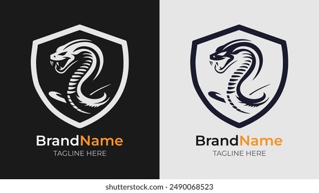 Stylized Angry Cobra Snake Logo. Stylized logo of a furious cobra snake, perfect for creating a strong brand presence with a minimalist design