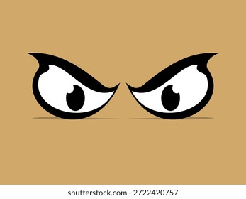 Stylized angry eyes illustration with sharp eyebrows and intense gaze on a simple neutral background. Minimalist graphic design representing anger, warning, suspicion, danger, and strong emotion. This expressive eyes concept is suitable for emoticons, icons, stickers, character design, posters, social media visuals, mobile apps, games, branding elements, and creative digital projects. The bold contrast and clean shapes create a powerful visual message that communicates attitude, emotion, and mood instantly. No text, logos, or brands included, making this illustration ideal for commercial use, marketing materials, UI elements, and modern visual storytelling.