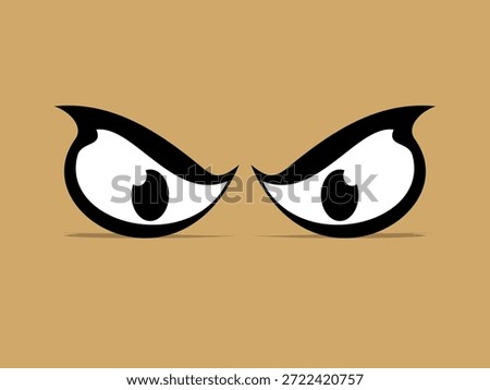 Stylized angry eyes illustration with sharp eyebrows and intense gaze on a simple neutral background. Minimalist graphic design representing anger, warning, suspicion, danger, and strong emotion. This expressive eyes concept is suitable for emoticons, icons, stickers, character design, posters, social media visuals, mobile apps, games, branding elements, and creative digital projects. The bold contrast and clean shapes create a powerful visual message that communicates attitude, emotion, and mood instantly. No text, logos, or brands included, making this illustration ideal for commercial use, marketing materials, UI elements, and modern visual storytelling.