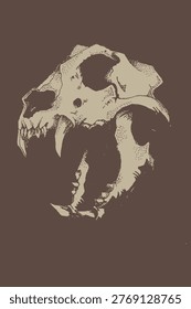 Stylized Animal Skull With Sharp Teeth Minimal Contrast Design