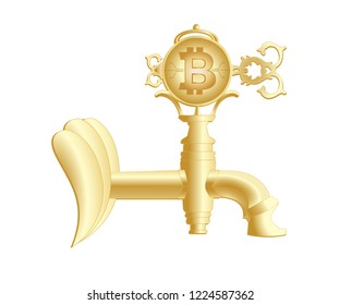 stylized antique bitcoin crane
