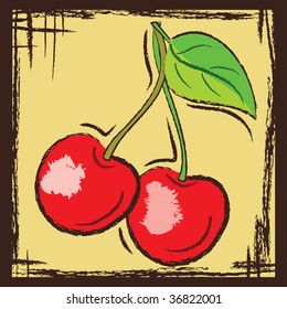stylized antique picture of cherry
