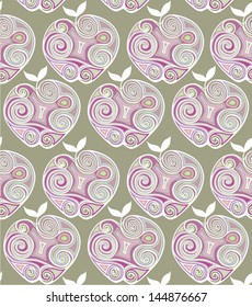stylized apple decorated with swirls 
