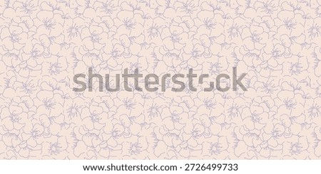 Stylized apple tree flowers line art seamless pattern. Summer vector flowers pattern. Vector endless illustration. Coquette summer seamless pattern.